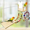 BNOSDM Bird Perch Platform with Mirror, Wooden Climbing Ladder for Parakeet, Small Bird Swing Toys with Hanging Chewing Balls Parrot Cage Accessories Budgie Playground for Cockatiel, Lovebird, Conure