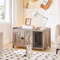 MAHANCRIS Cat Litter Box Enclosure, Hidden Litter Box Furniture with Divider, Indoor Cat House, Wooden Cat Washroom Stor