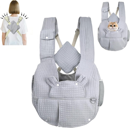 Carry Small Dogs and Cats for Versatile Pocket Portable Pet Front Backpack ，Reducing Back Pain, for outings,Travel, cat 