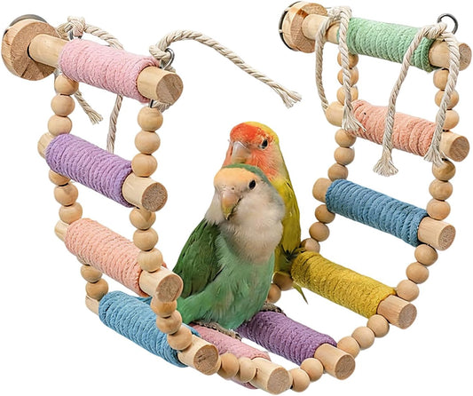 Parrot Ladder Bird Perch Toy, 10-Step, Colorful