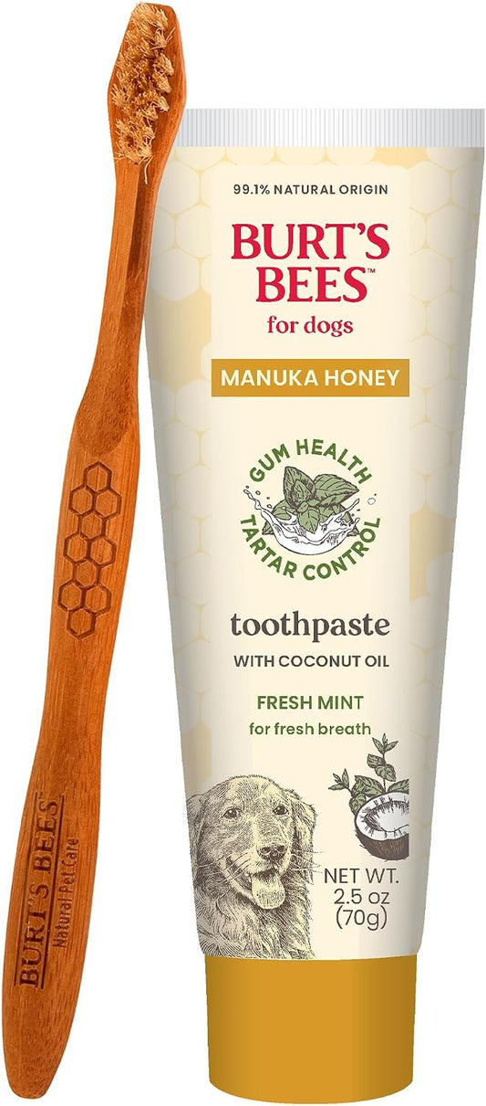 Burt's Bees Manuka Honey Fresh Mint Dog Dental Kit, 2.5 Oz