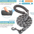 3 Dog Leash No Tangle, Heavy Duty Multiple Dog Lead Shock Absorbing Bungee with Padded Handle Removable Pet Traction Wal
