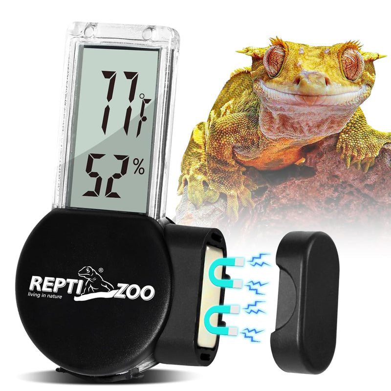 REPTI ZOO Magnetic Reptile Thermometer and Humidity Gauge, Digital LCD Temperature Humidity Monitor, Tank Terrarium Temp