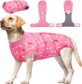 Kuoser Dog Recovery Suit Female, Dog Recovery Suit Female Doggie Onesie for Surgery, Post-Op Onesie for Female & Male Dogs, Soft Protective Wear, PinkRibbon L