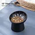 YauYik Raised Cat Bowl Black, Elevated Cat Food Bowls with Tilted Angle, Stress Free, Anti Vomiting, Ceramic Water Bowl for Cats Small Dogs Feeding Dish, 8 Ounces