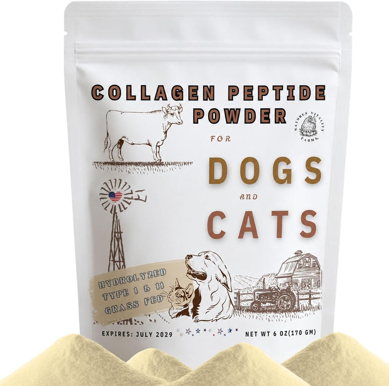 Collagen Peptide Powder for Dogs and Cats, Hydrolyzed, Grass Fed Beef, Pasture Raised Bovine, Hip and Joint Relief, Skin