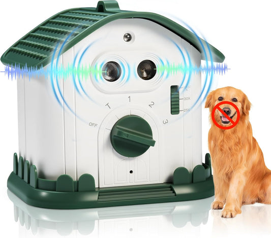Anti Barking Device for Dogs, Dual Core Ultrasonic Dog Bark Deterrent Device, 4 Modes 50FT Range, Rechargeable Waterproo
