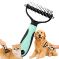 Undercoat Rake Pet Grooming Tool – Double Sided Dematting Comb for Dogs and Cats, Stainless Steel Deshedding Brush for Shedding, Tangles & Matted Fur, for Long Haired & Thick Coat Pets (Green)