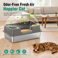 OROLEY 2PACK Stainless Steel Litter Box with High Sides Lid, Extra Large XXXL Litter Box for Big Cats, Metal Kitty Litter Boxes with Anti-Leakage Enclosure,Non-Stick