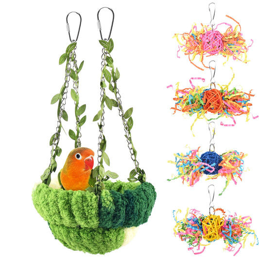 KATUMO Bird Nest, Conure Breeding Bed Parrotlet Snuggle Nest Lovebird Bed Bird Swing Bed for Small Birds, Size Small