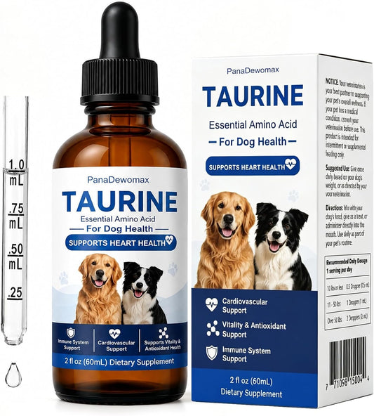 Taurine for Dogs Amino Acid Liquid Supplement for Heart & Muscle Function, Vision, Energy Balance & Physical Stability