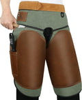 Antidious Professional Farrier Chaps Leather Farrier Apron with Adjustable Belt and Knees Straps Hoof Trimming, 2 Pocket