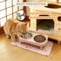 Elevated Dog Bowl, Raised Feeding Stand with Mat for Small Dogs Under 25 Lb