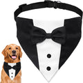 GOYOSWA Dog Tuxedo Suit Wedding Bandana Collar with Bow Tie, Adjustable Formal Dog Tux, Engagement Birthday Tuxedo for S