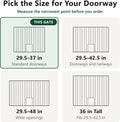 Dog Gate with Adjustable Cat Door, 29.5-37 in Wide