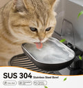 Wireless Cat Water Fountain No Filters, Wastewater Separation, FEELNEEDY Stainless Steel Bowl, 3.5L Pet Water Fountain f