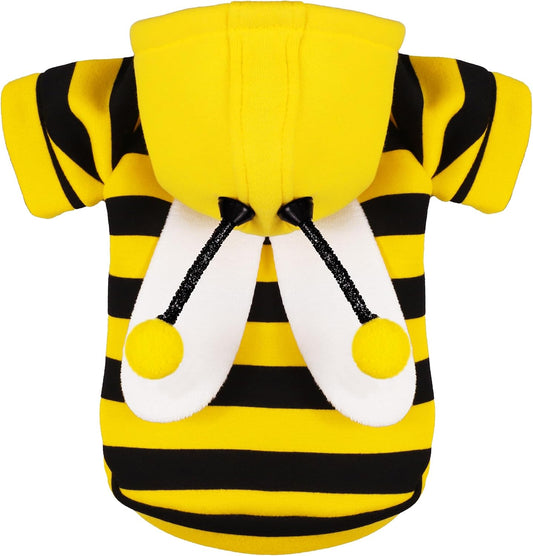 Adorable Bumblebee Halloween Costume Hoodie for Medium Dogs: Featuring Fun Wings and a Cozy Black and Yellow Sweatshirt 