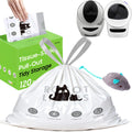 AWoHH 120 Tidy Draw-Pack Automatic Litter Box Bags Cat Litter Box Robot Model 5/4/3 Waste Bags, Tear-free, Sensor-compatible, Thick Heavy Duty Cat Litter Box Liner Bags 25.2 x 15.7 IN