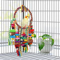 Bird Toys Bird Rope Ring Swing Perch with Corn Cob Cardboard Bagels Wooden Blocks Chewing Toys for Parakeets,Cockatiels,Conure,Lovebirds,Finches and Other Small-Sized Birds