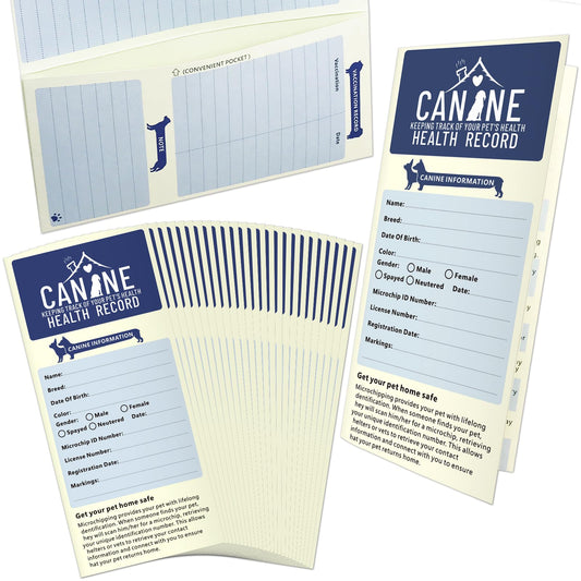 ANZON MORIES Dog Vaccination Record Cards 24 Packs with Storage Pocket for Micro Chips, Accessories, Large 8 x 10.5 Inch Puppy and Canine Vaccines Shot Memo for Doggy Medical Grooming Kennel Care