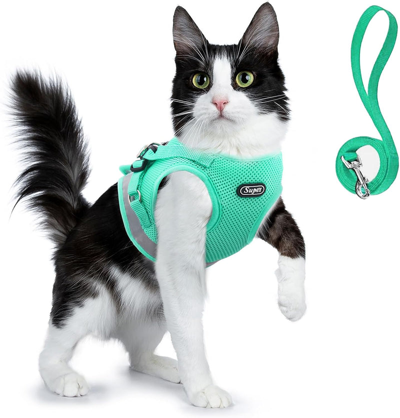Supet Cat Harness and Leash Set - Soft Mesh Adjustable Cat Vest Harness with Reflective Strap for Walking Cat and Puppy 