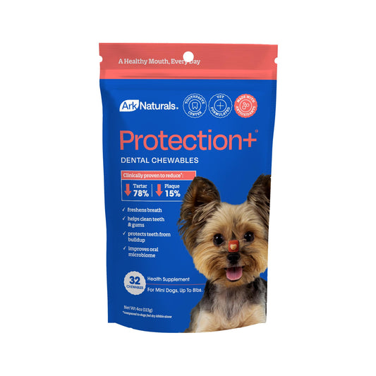 Ark Naturals Protection Plus Brushless Toothpaste for Mini Breeds, 4 oz Bag, Dog Dental Chew with Toothpaste Center, Prevents Plaque & Tartar, Freshens Breath