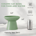 LoeJan Ceramic Cat Bowls, Elevated Cat Food and Water Bowls Set, Extra Wide and Raised Ceramic Bowls, Anti-Vomit Whisker