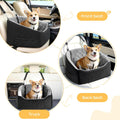 KANGREST Dog Car Seat for Small Dogs Up to 30 Lbs, Pet Travel Safety Bed for Puppy Cat, Fits in Front/Back Seat, Anti Slip Base, Fully Detachable Washable with 2 Safety Tether(Grey-Black)