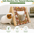 Guinea Pig House, Bamboo Hideout with Window, Bottomless Cage Accessory