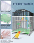 Bissap Bird Cage Seed Catcher, Universal Birdcage Net Nylon Adjustable Elastic Band Stretchy Skirts Mesh Cover for Parro