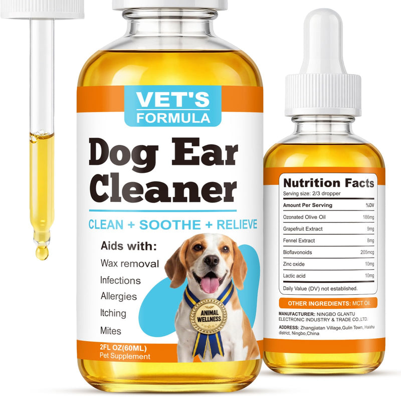 MNQAXZ Dog Ear Cleaner and Infection Treatment,Natural Ear Drops for Dogs, Gentle Relief for Itching, Irritation, Wax Build-Up & Infections,Safe Ear Cleaning Solution for All Breeds & Ages
