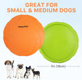 Prime Pets Dog Flying Disc, 2 Pack, 7 Inch, Durable Dog Toys, Nature Rubber Floating Flying Saucer for Water Pool Beach, Orange and Green