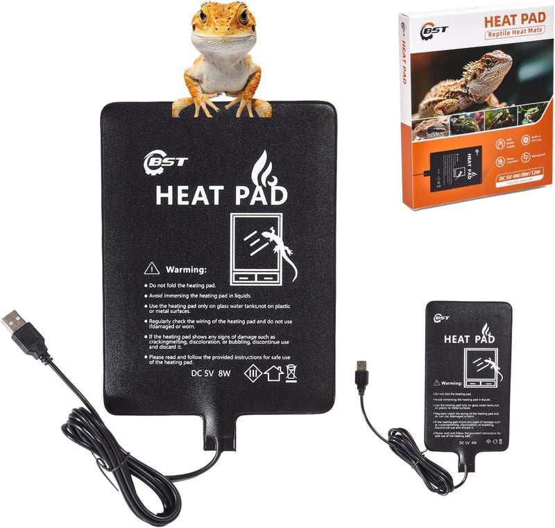 Besto 2 Pack Reptile Heat Pad, USB Powered Under Tank Terrarium Heating Mat (4