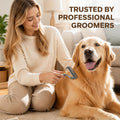 PAWSHOLIC Undercoat Rake for Dogs - Professional Pet Shedding Dematting Comb with Wood Handle, Stainless Steel Blades for Pet Cats Dogs Matted Hair Tangles Removing