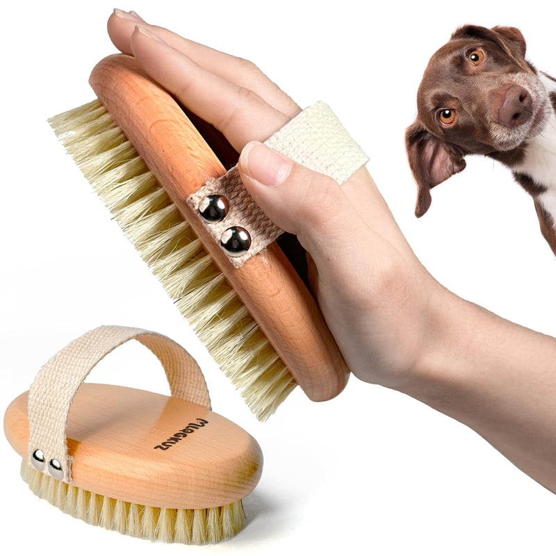 MLQGKUZ Professional Dog Brush Boar Bristle for Short-Haired Dogs - Reduces Shedding, Non-Slip Grip, Gentle Grooming