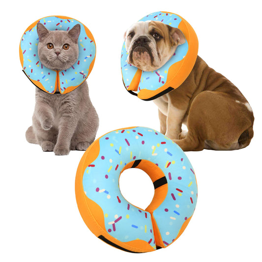 Recovery Donut Collar for Dogs & Cat,Inflatable Dog Cone Collar Alternative After Surgery,Soft Cone for Large Medium Small Dog,Adjustable Pet Neck Donut(Blue,Small)