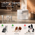 PAWGETHER® Cat Water Fountain with Magnetic Pump 51oz/1.5L Dog Water Fountain, Ultra Quiet Automatic Pet Water Fountain 