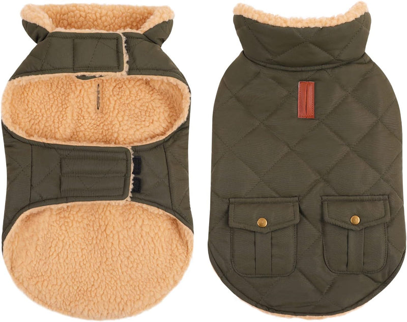Queenmore Warm Puffer Dog Coat Thick Plush Quilting Small Winter Jacket