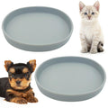 Fhiny 2 PCS Silicone Cat Food Bowls Shallow Dog Bowl 7" Non-Slip Pet Feeding Dishes for Dry and Wet Food Whisker Fatigue Cat Plates for Kitten Puppy and Small Pets (Gray)