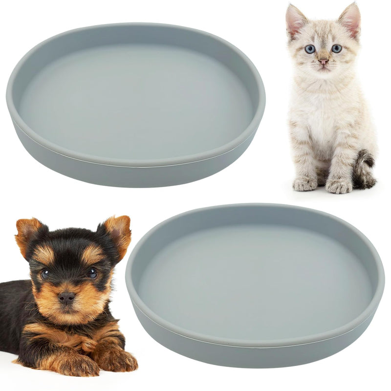 Fhiny 2 PCS Silicone Cat Food Bowls Shallow Dog Bowl 7