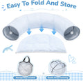Bunny Tunnel Bed, 2-in-1 Collapsible Rabbit Guinea Pig Hideout, Blue