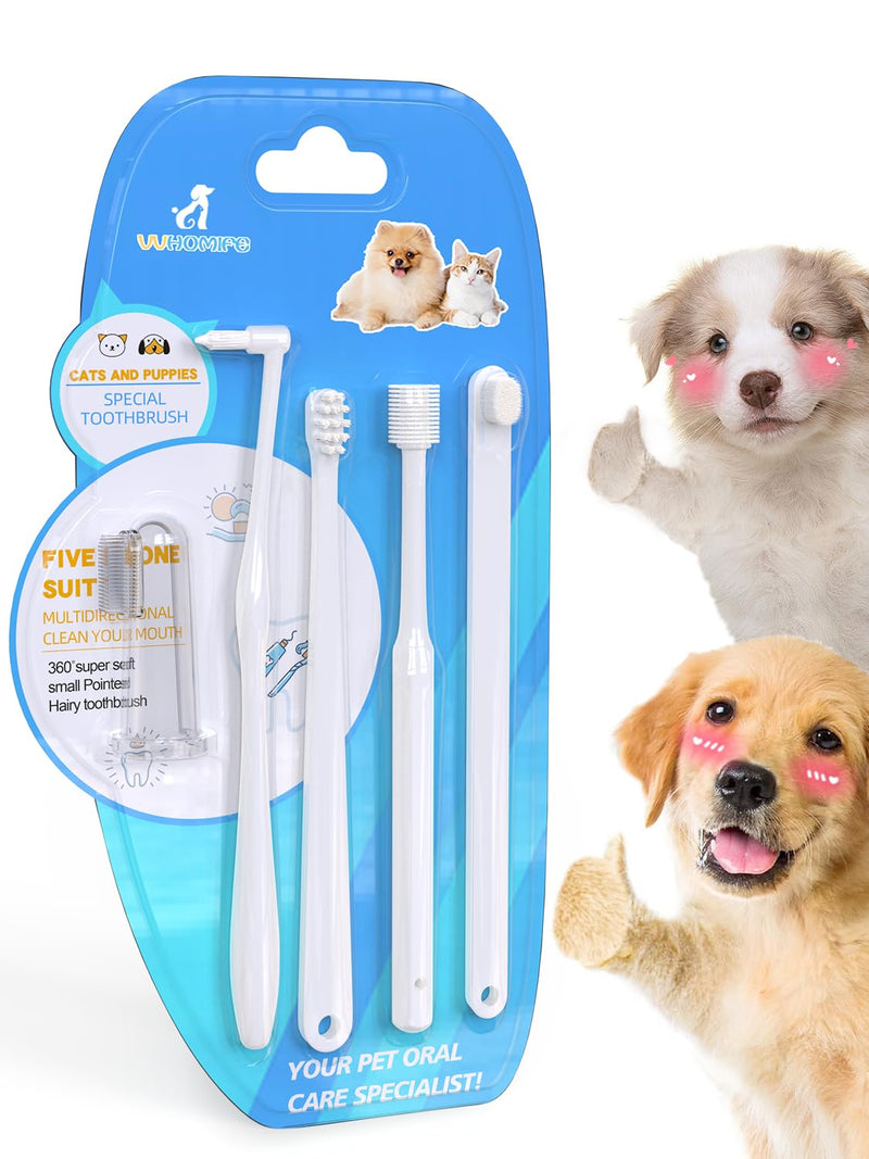 VVHOMIFE Small Dog Toothbrush Kit,Puppy Tooth Brushing Kit, Suitable for All Puppy and Samll Dogs Dental Care. White, Soft Bristles, Meet All Cleaning Needs, Multi-Functional Dental Cleaning.