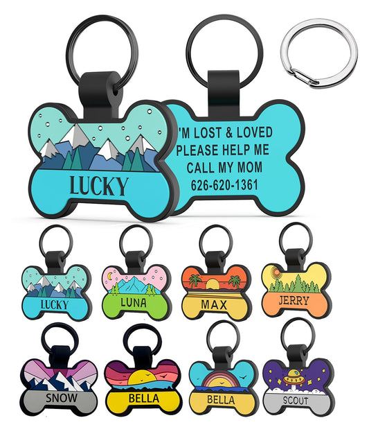 HQYDDMI Silent Dog Tags, Personalized Engraved Silicone Dog and Cat Name Pet ID Tags, Soundless No More Jingling Dog Tags (1 PCS,Bone)