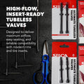 SILCA Ultimate Tubeless Valves – Aluminum High Flow Tubeless Presta Valve Stems – Insert Compatible Bicycle Tubeless Val