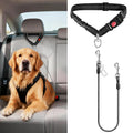 Idepet Dog Seat Belt for Car, 2 Pcs Stainless Steel Chew Proof Dog Seatbelt 3 in 1 Harness for Safety Heavy Duty Pet Seat Belt for Medium & Large Dogs (Black)