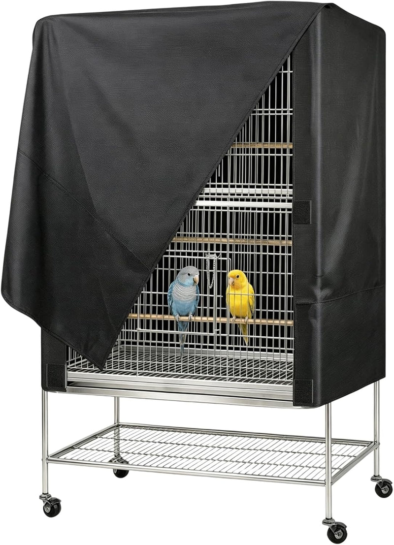 Black 600D Oxford Fabric Bird Cage Cover, 33L x 23W x 41H Inch Weatherproof Parrot Cage Cover, Full Coverage Dustproof S