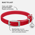 Soft Leather Cat Collar with Safety Elastic Strap