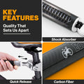 Malabi V2.0-180° Rotating Dog Bike Leash - with Shock Absorbers and Quick Attach Mechanism | Carbon Fiber | Detachable, Adjustable for the Smoothest Ride- Patent Pending (Black)