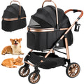 MAMIZO Pet Stroller for Medium Dogs Cats Up to 44 lbs, All-Terrain 3-in-1 Dog Stroller with Detachable Carrier, Rubber Wheels, One-Click Folding, Storage Basket & Cup Holder, for Senior Dogs & Cats
