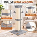 Fopetfy Cat Scratching Post 33 inch for Indoor Cats, High Cat Scratch Post Grey, Cat Tree for Full-Body Stretching, Protect Your Furniture
